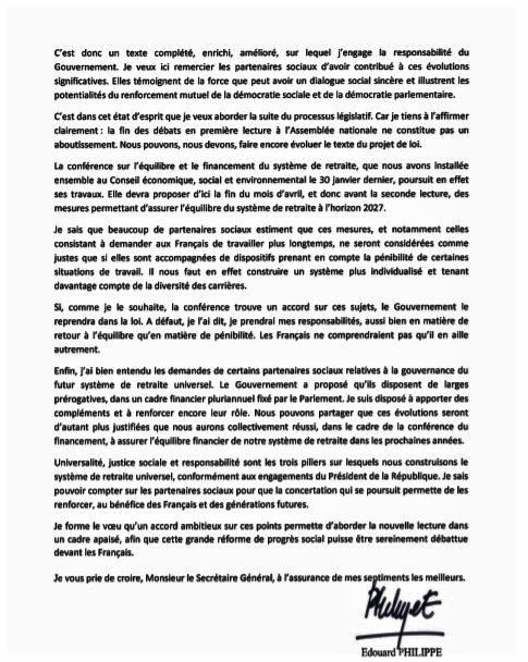 Lettre du Premier Ministre adressée à Laurent Berger - ULRAN