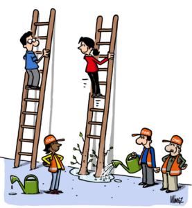 8 mars l'égalité homme femme symbolisée par 2 échelles